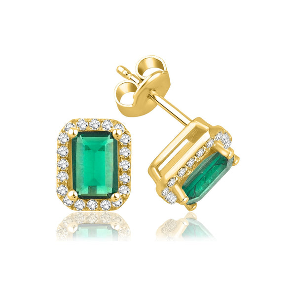 1.90 Carat Baguette Emerald Diamond Earrings · Yellow Gold