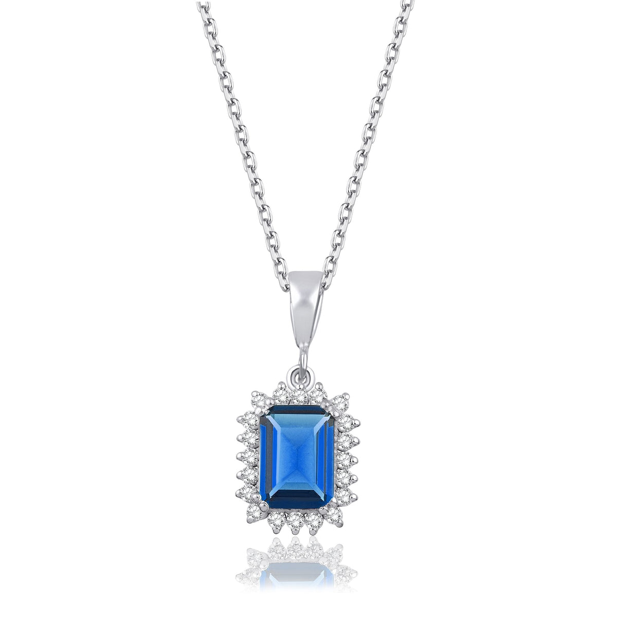 1.20 Carat Baguette Sapphire Diamond Necklace · White Gold
