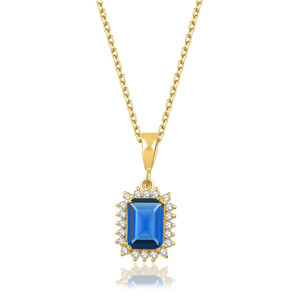 1.20 Carat Baguette Sapphire Diamond Necklace · Yellow Gold