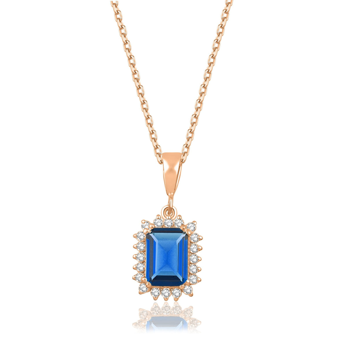 1.20 Carat Baguette Sapphire Diamond Necklace · Rose Gold