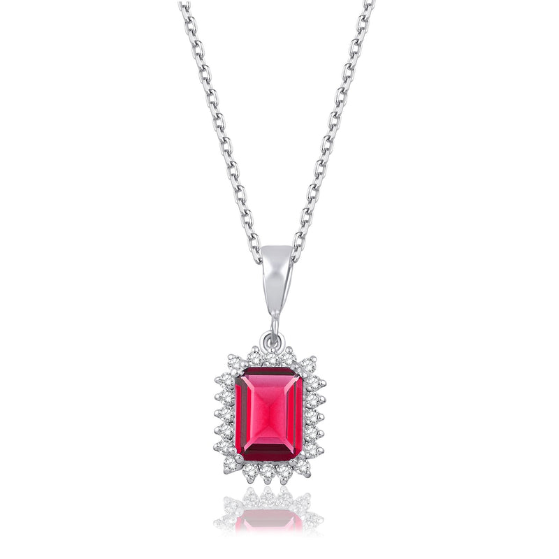1.20 Carat Baguette Ruby Diamond Necklace · White Gold