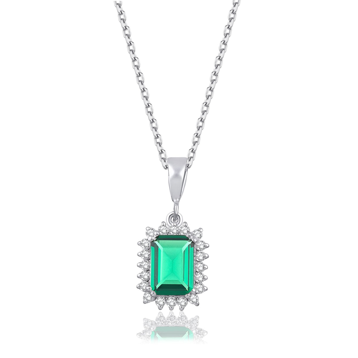 1.20 Carat Baguette Emerald Diamond Necklace · White Gold