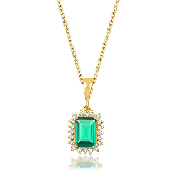 1.20 Carat Baguette Emerald Diamond Necklace · Yellow Gold