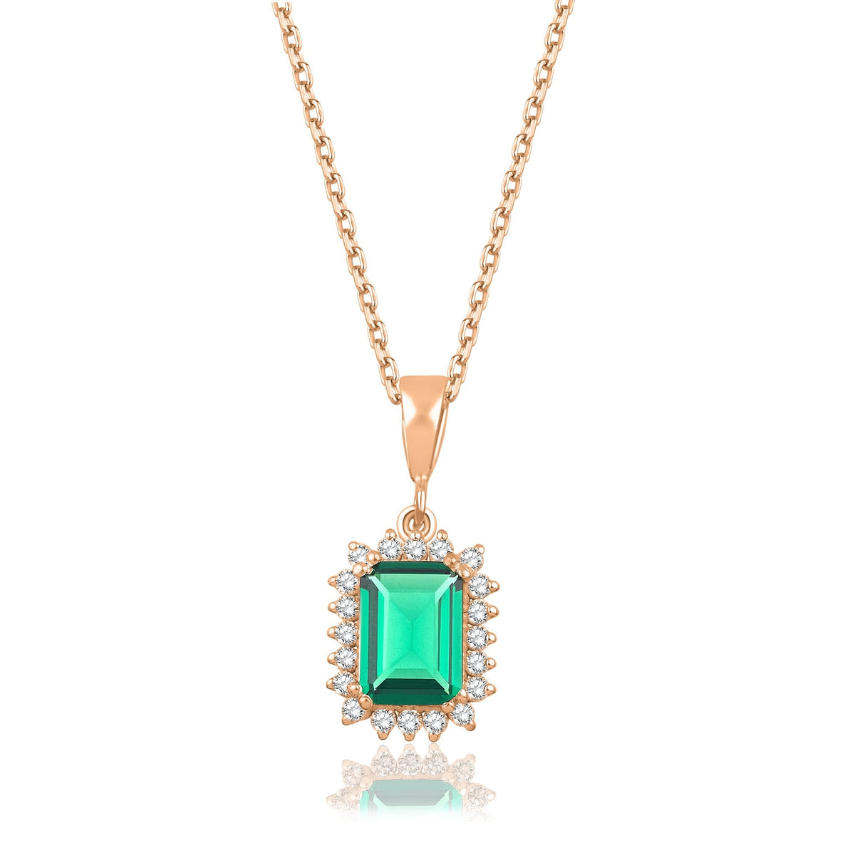 1.20 Carat Baguette Emerald Diamond Necklace · Rose Gold
