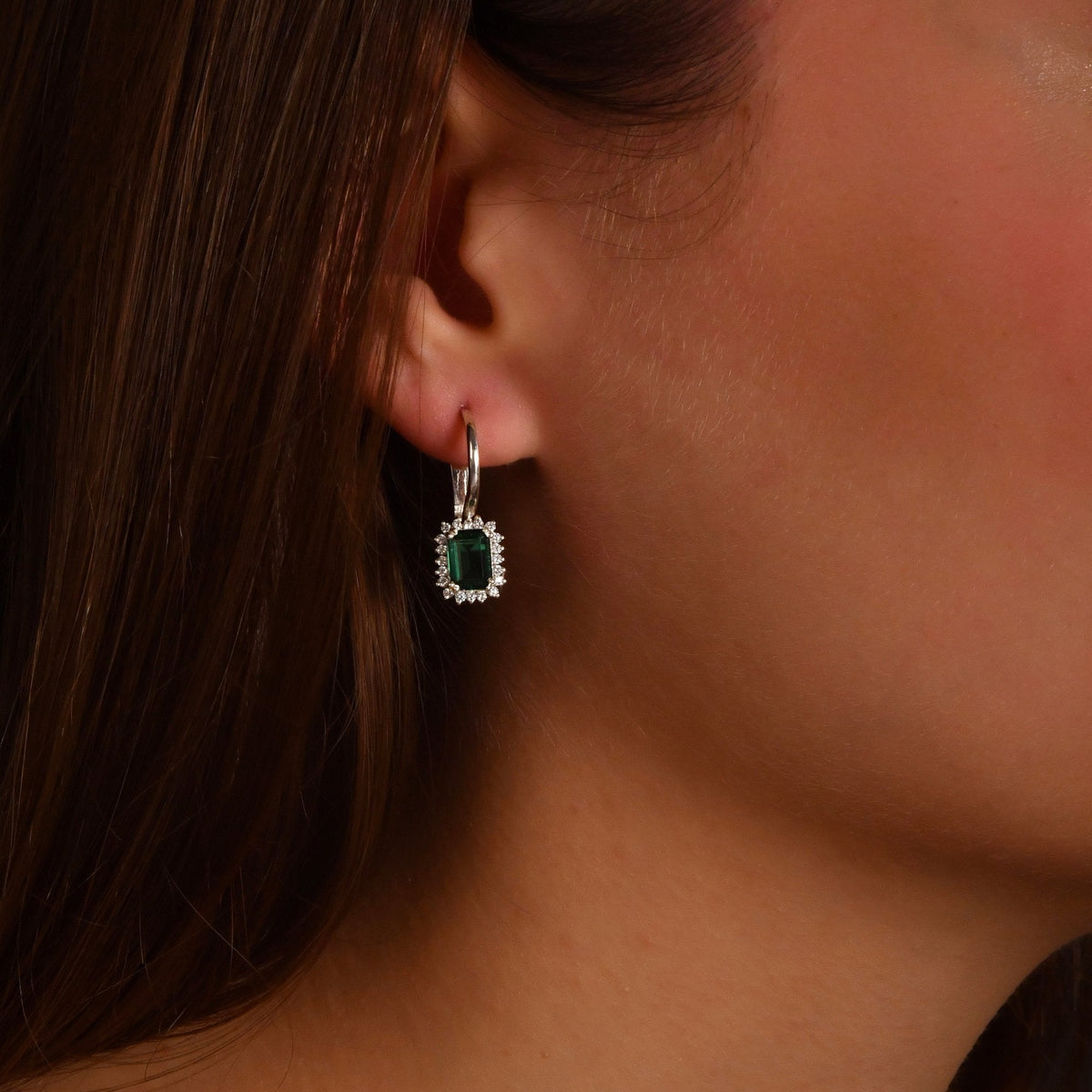 2.40 Carat Baguette Sapphire Diamond Earrings
