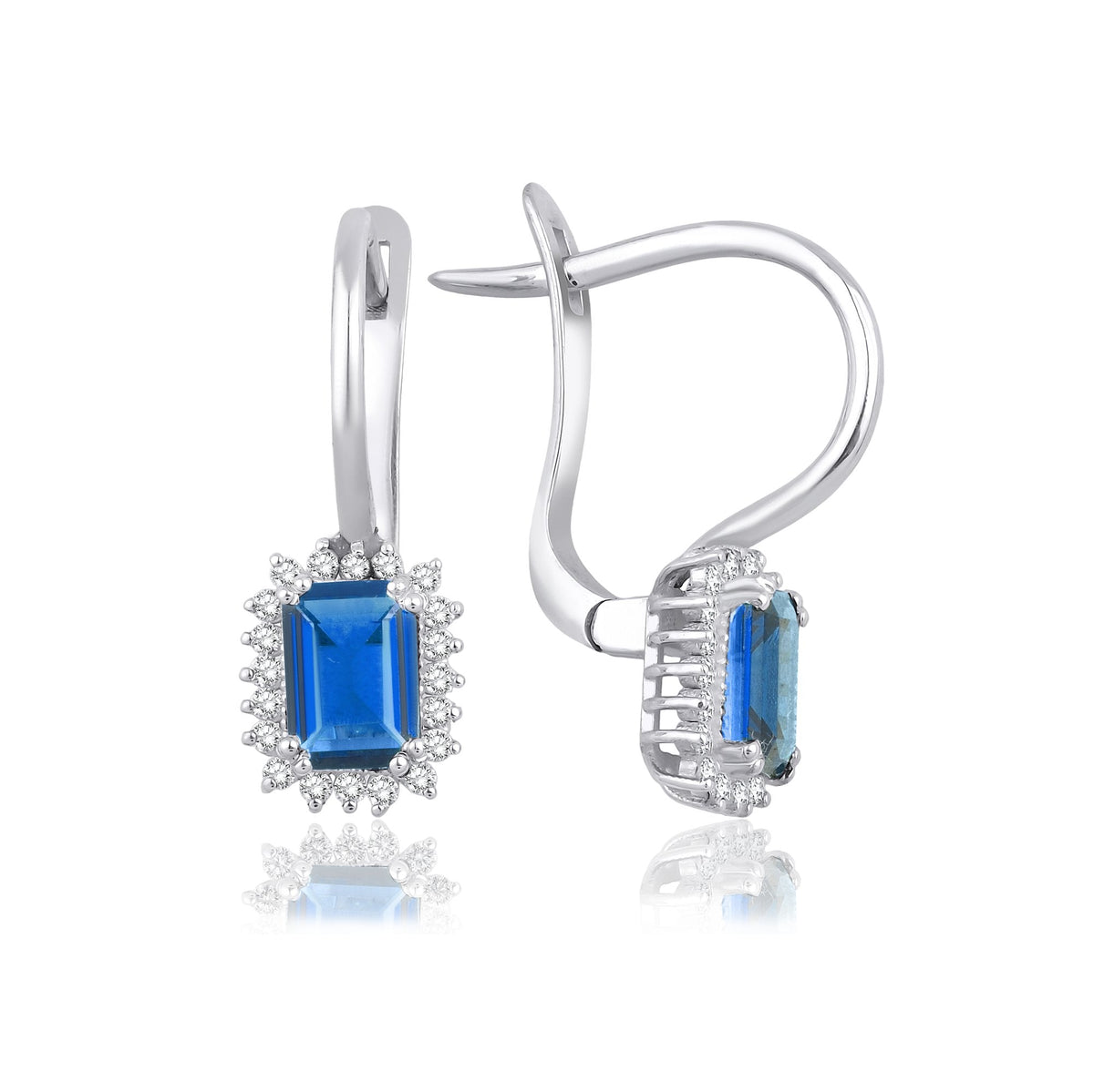 2.40 Carat Baguette Sapphire Diamond Earrings · White Gold