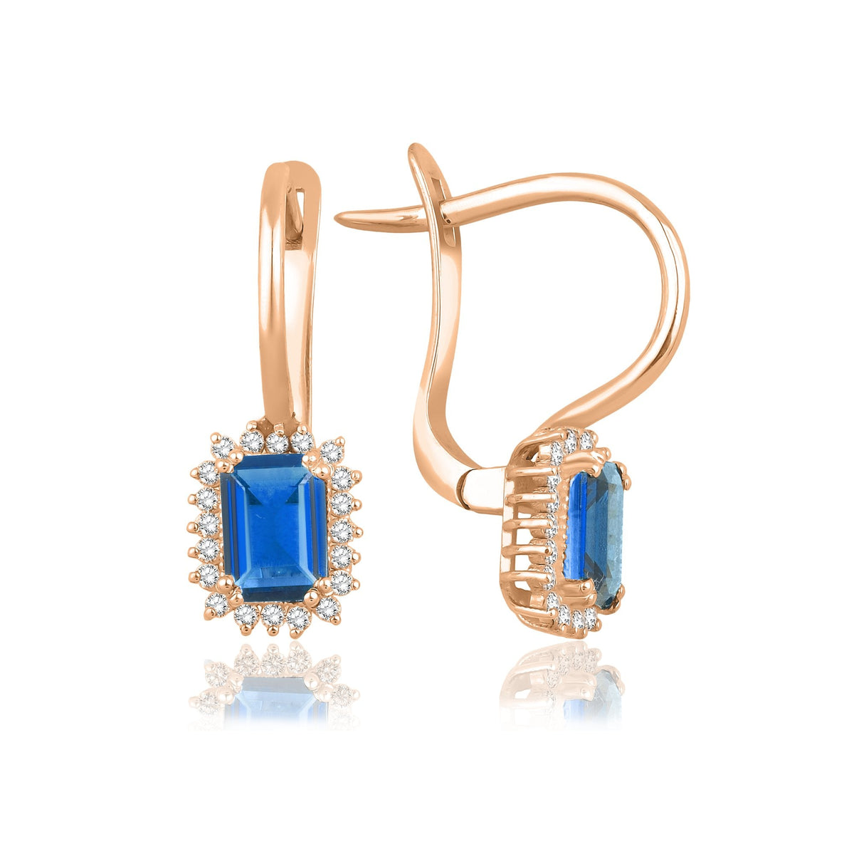 2.40 Carat Baguette Sapphire Diamond Earrings · Rose Gold