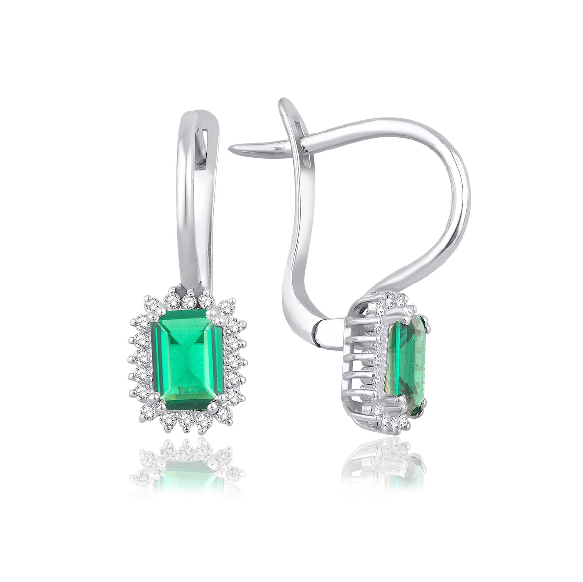 2.40 Carat Baguette Emerald Diamond Earrings · White Gold
