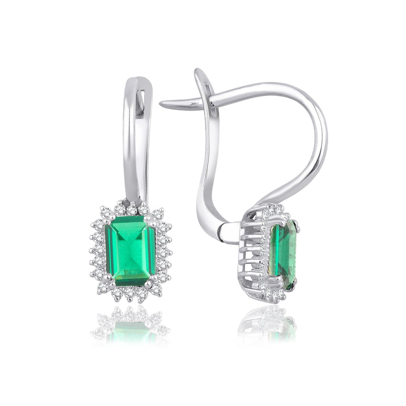 2.40 Carat Baguette Emerald Diamond Earrings · White Gold