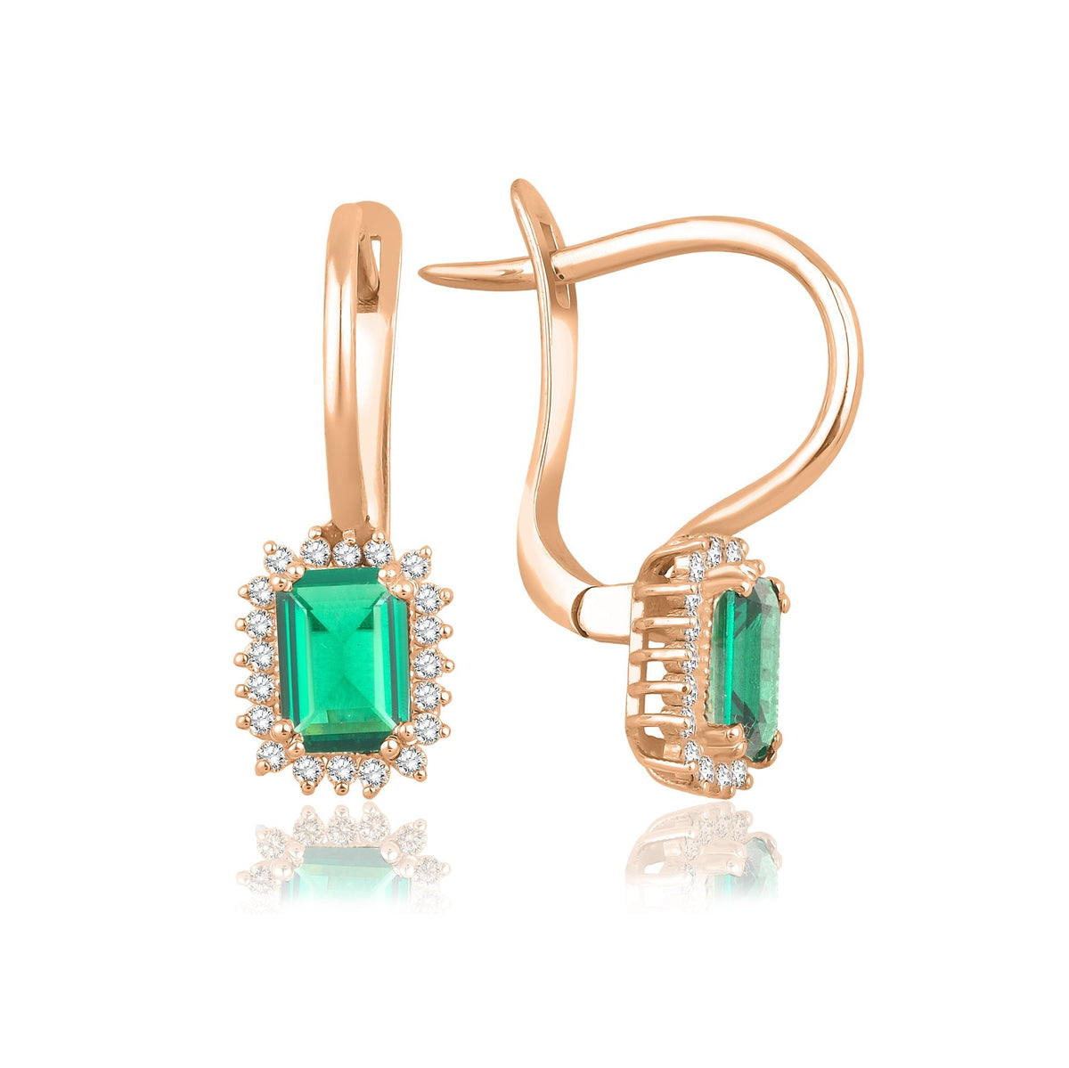 2.40 Carat Baguette Emerald Diamond Earrings · Rose Gold