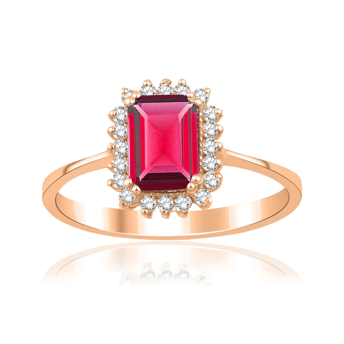 1.20 Carat Baguette Ruby Diamond Ring · Rose Gold