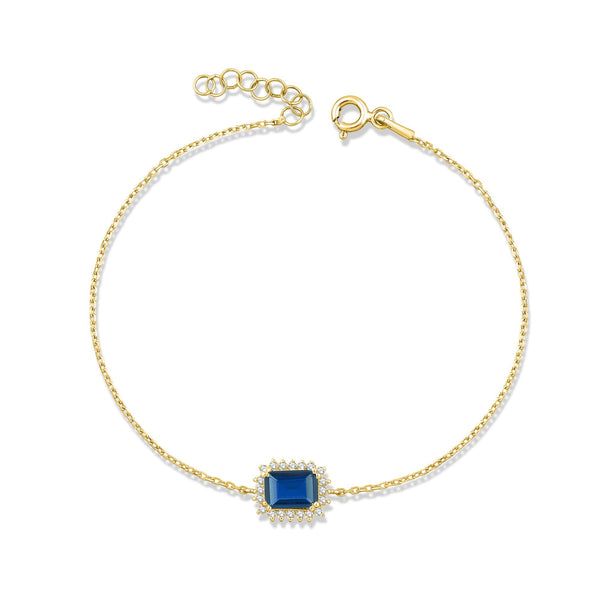 1.20 Carat Baguette Sapphire Diamond Bracelet · Yellow Gold