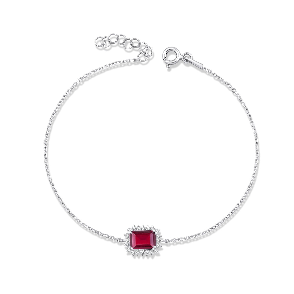 1.20 Carat Baguette Ruby Diamond Bracelet · White Gold