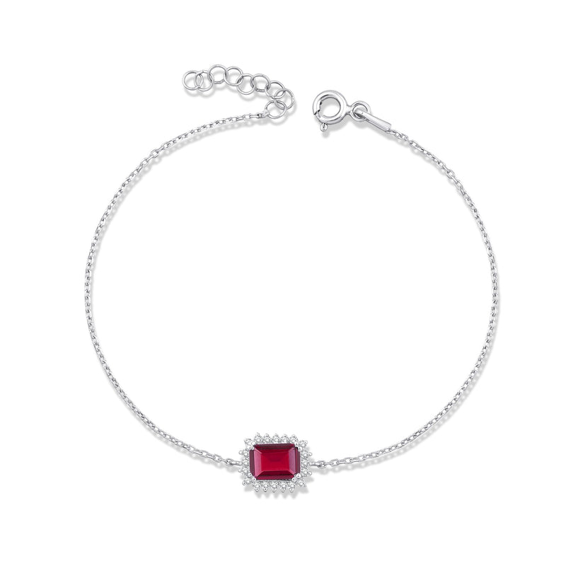 1.20 Carat Baguette Ruby Diamond Bracelet · White Gold