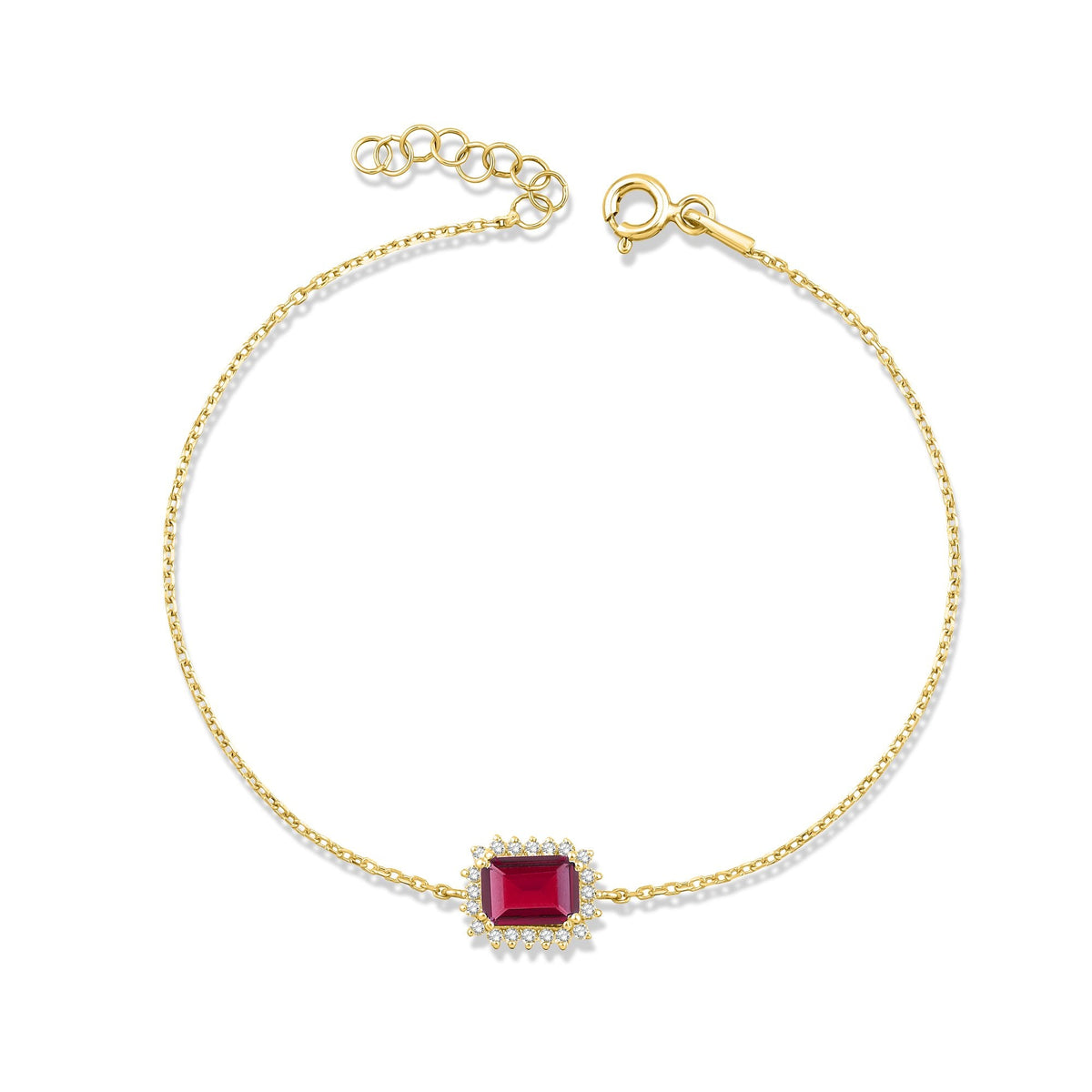 1.20 Carat Baguette Ruby Diamond Bracelet · Yellow Gold