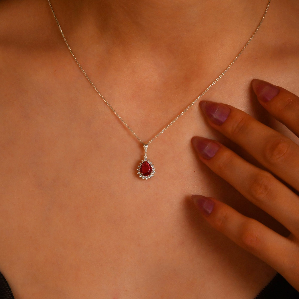 1.70 Carat Pear Emerald Diamond Necklace