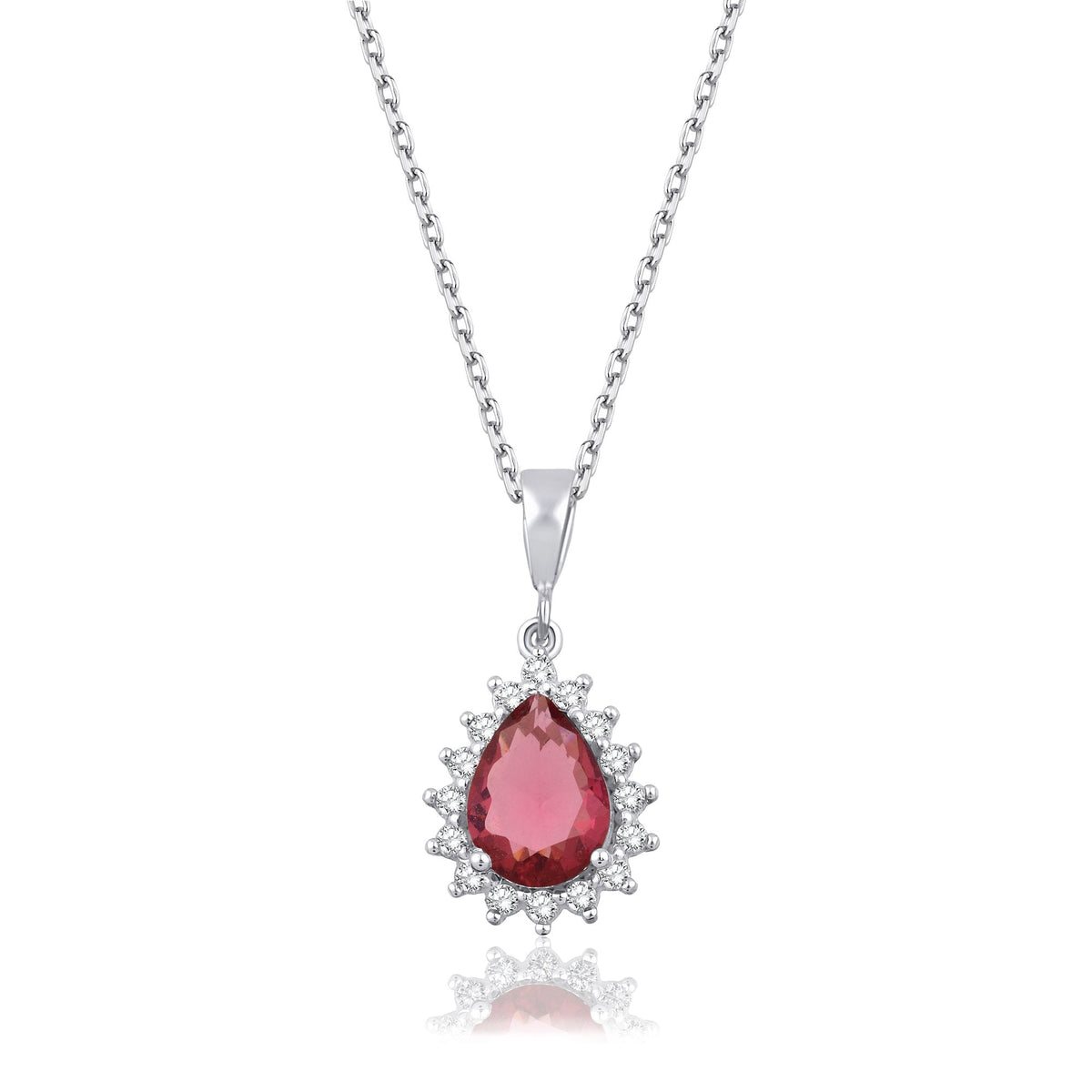 1.70 Carat Pear Ruby Diamond Necklace · White Gold