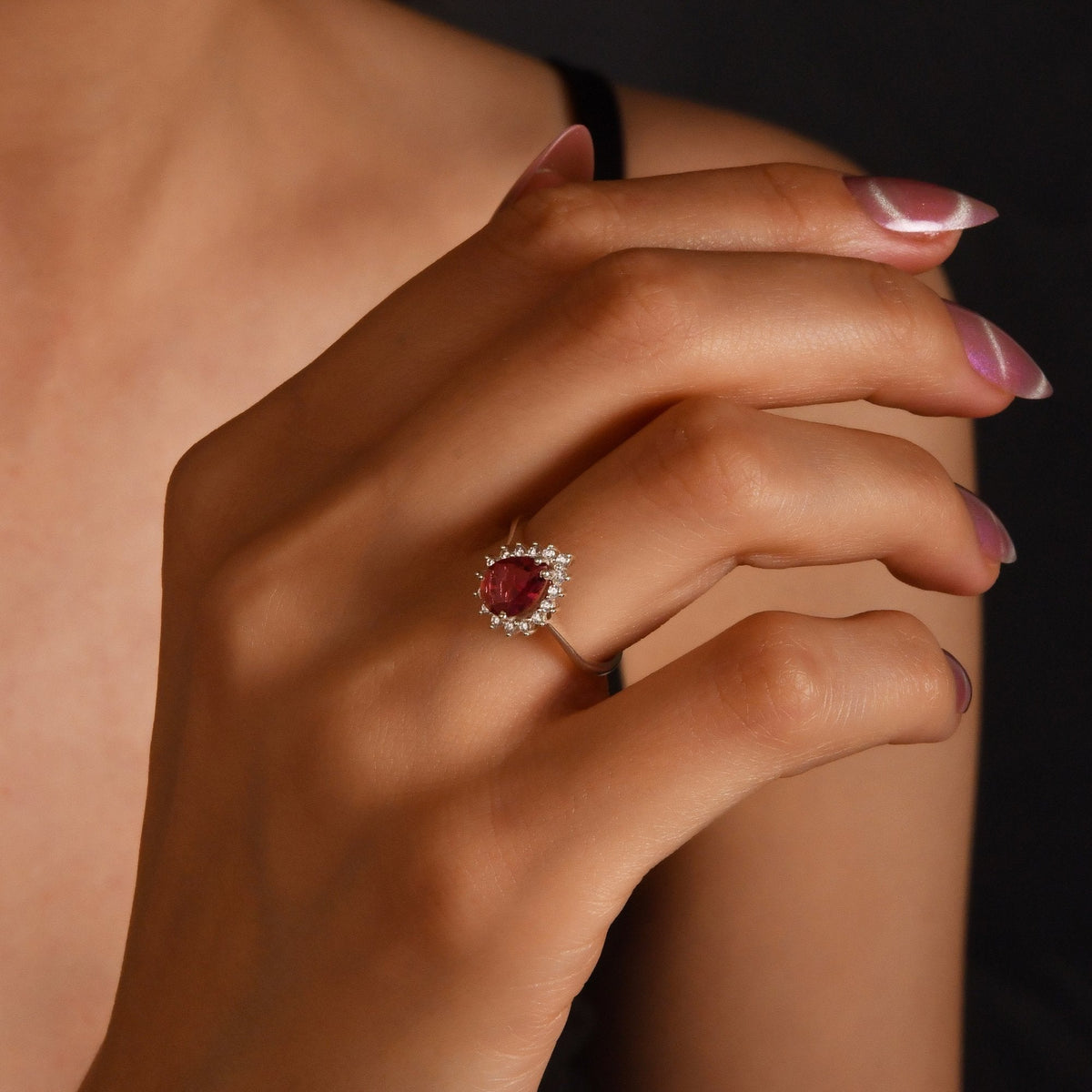 1.70 Carat Pear Sapphire Diamond Ring