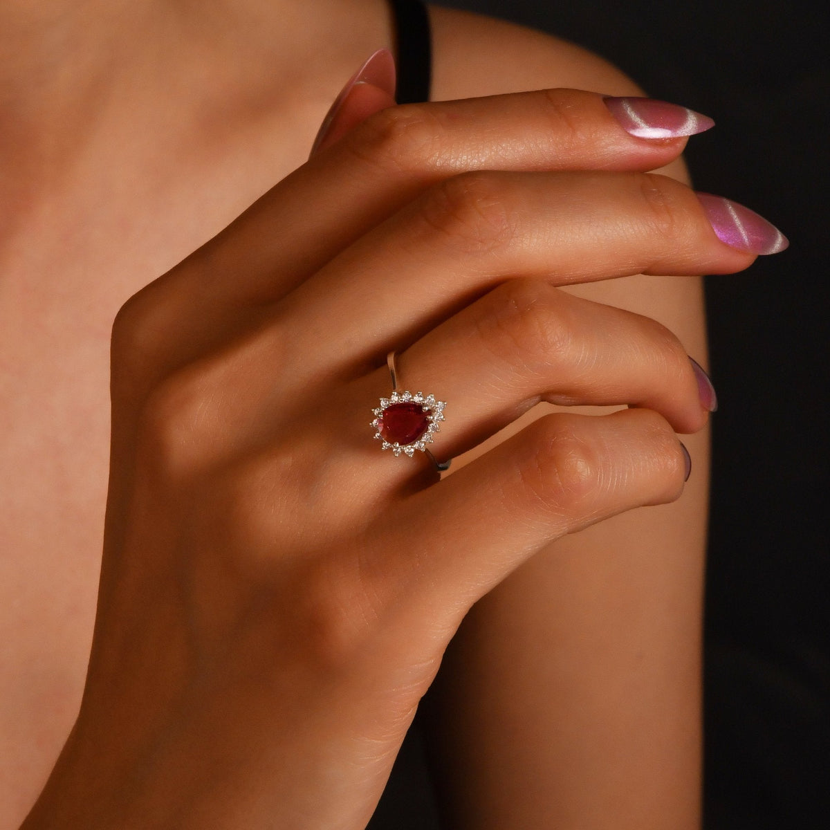 1.70 Carat Pear Sapphire Diamond Ring
