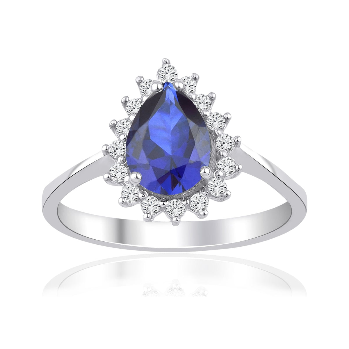 1.70 Carat Pear Sapphire Diamond Ring · White Gold