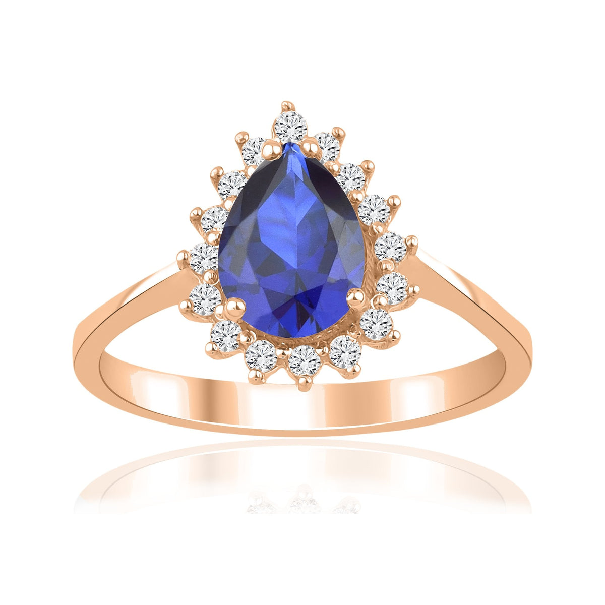 1.70 Carat Pear Sapphire Diamond Ring · Rose Gold