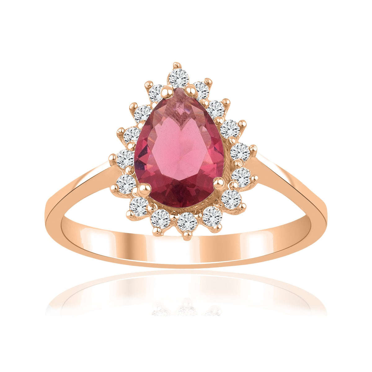 1.70 Carat Pear Ruby Diamond Ring · Rose Gold