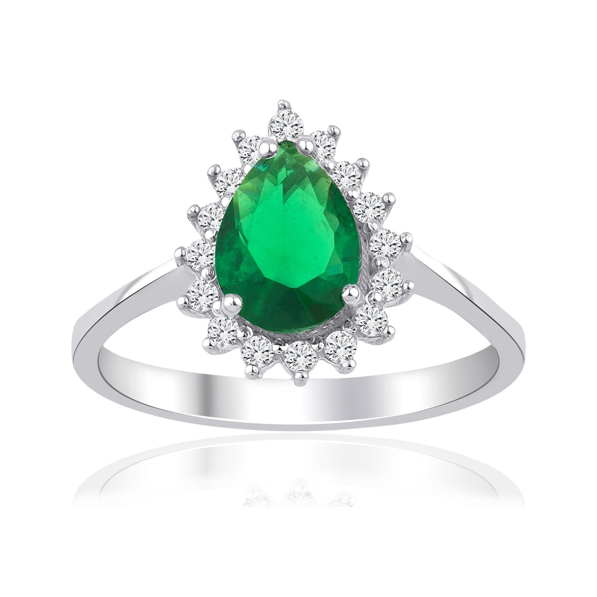 1.70 Carat Pear Emerald Diamond Ring · White Gold