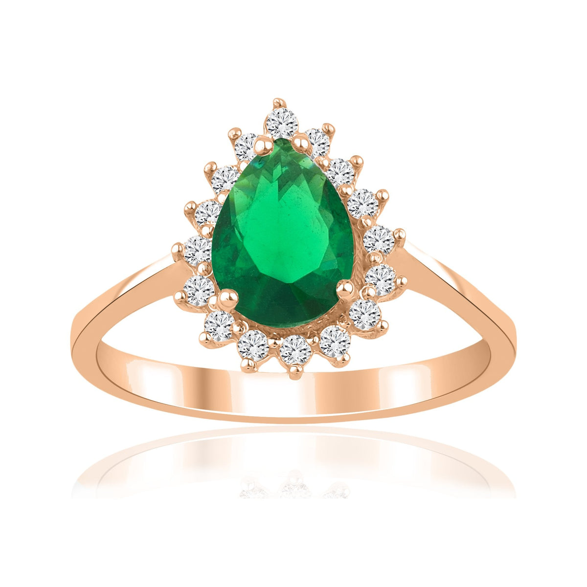 1.70 Carat Pear Emerald Diamond Ring · Rose Gold