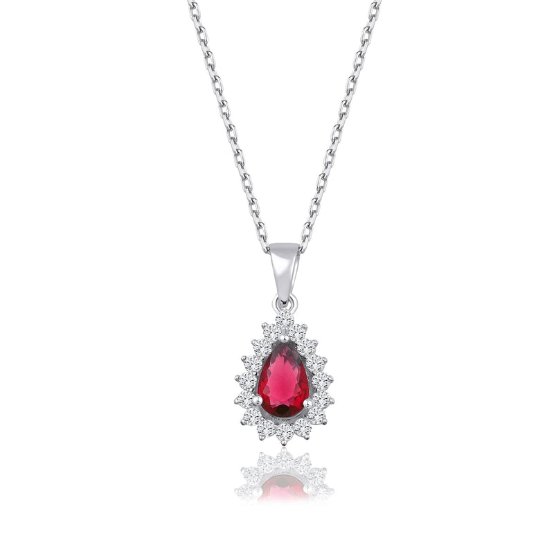 0.81 Carat Pear Ruby Diamond Necklace · White Gold