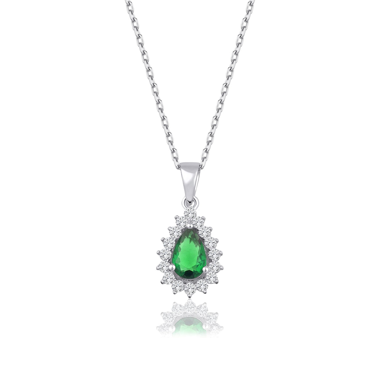 0.81 Carat Pear Emerald Diamond Necklace · White Gold
