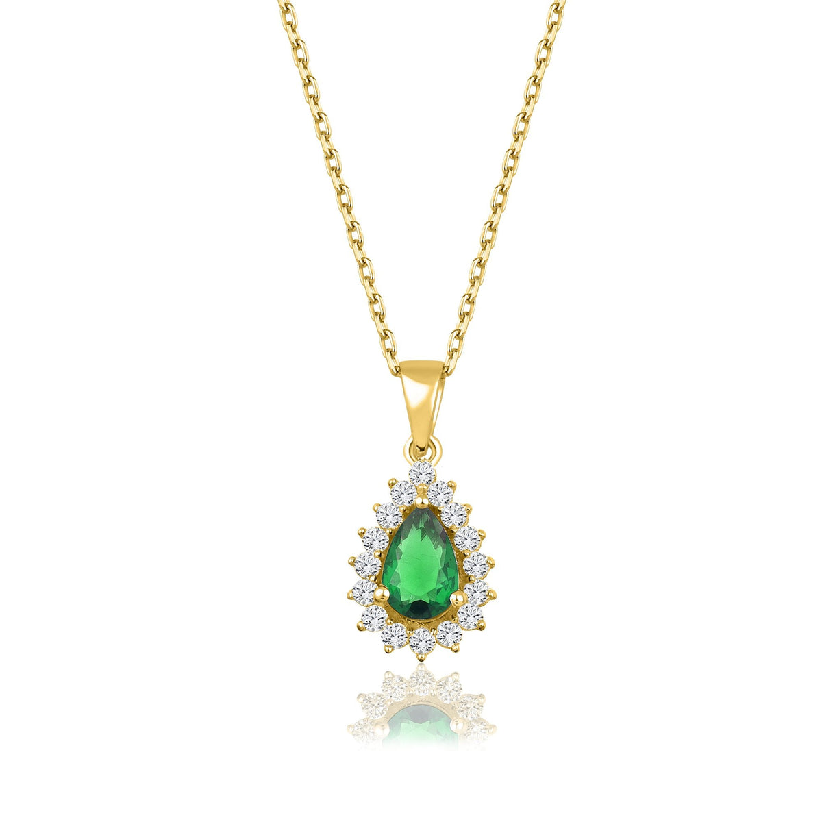 0.81 Carat Pear Emerald Diamond Necklace · Yellow Gold