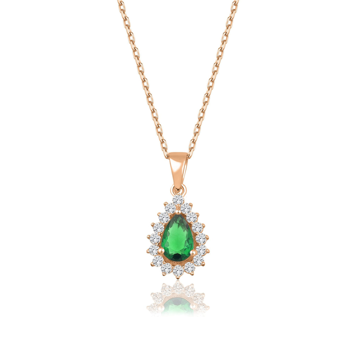 0.81 Carat Pear Emerald Diamond Necklace · Rose Gold