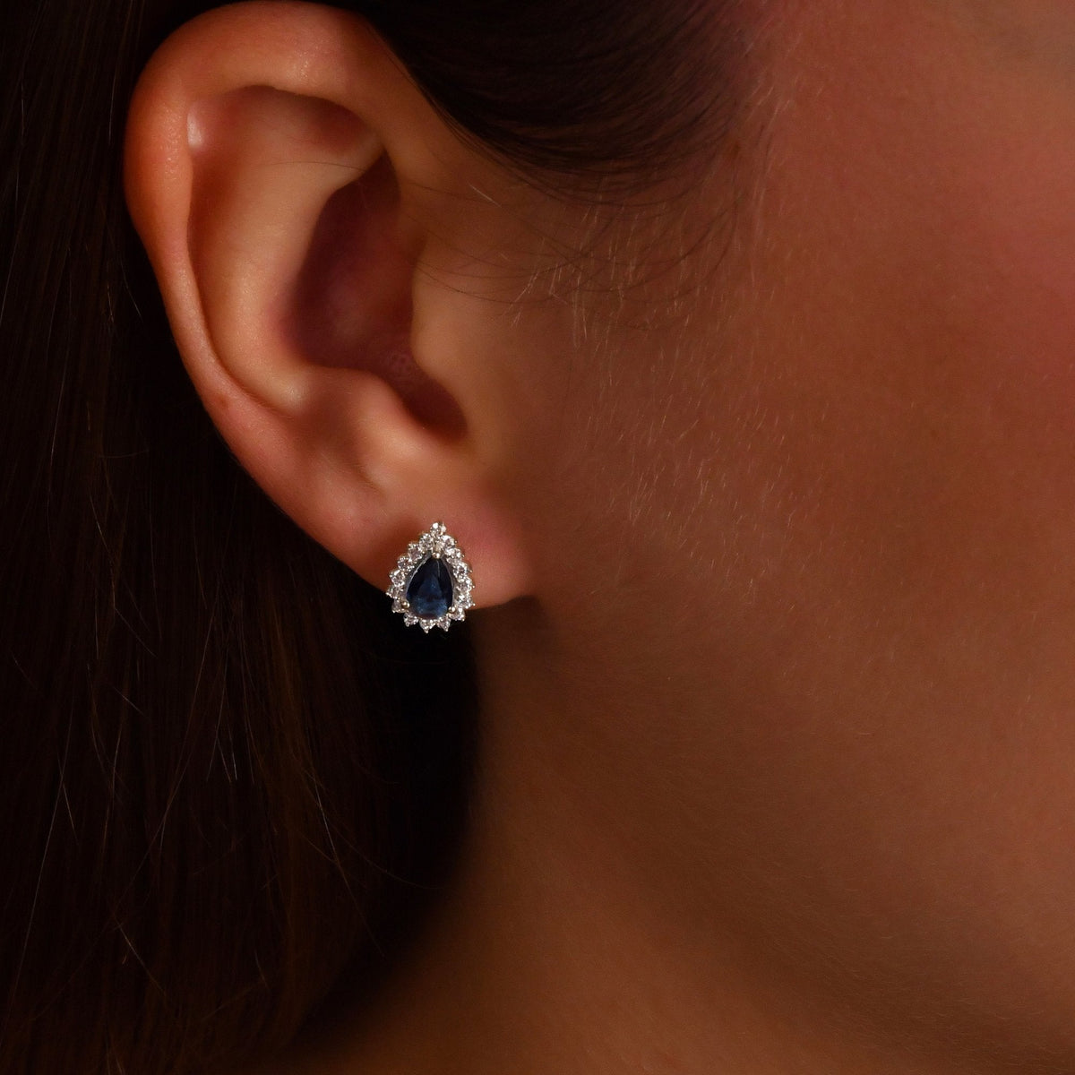 1.62 Carat Pear Emerald Diamond Earrings