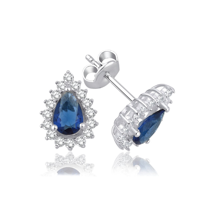 1.62 Carat Pear Sapphire Diamond Earrings · White Gold