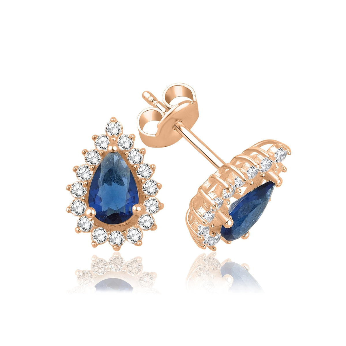 1.62 Carat Pear Sapphire Diamond Earrings · Rose Gold