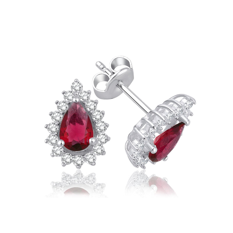 1.62 Carat Pear Ruby Diamond Earrings · White Gold