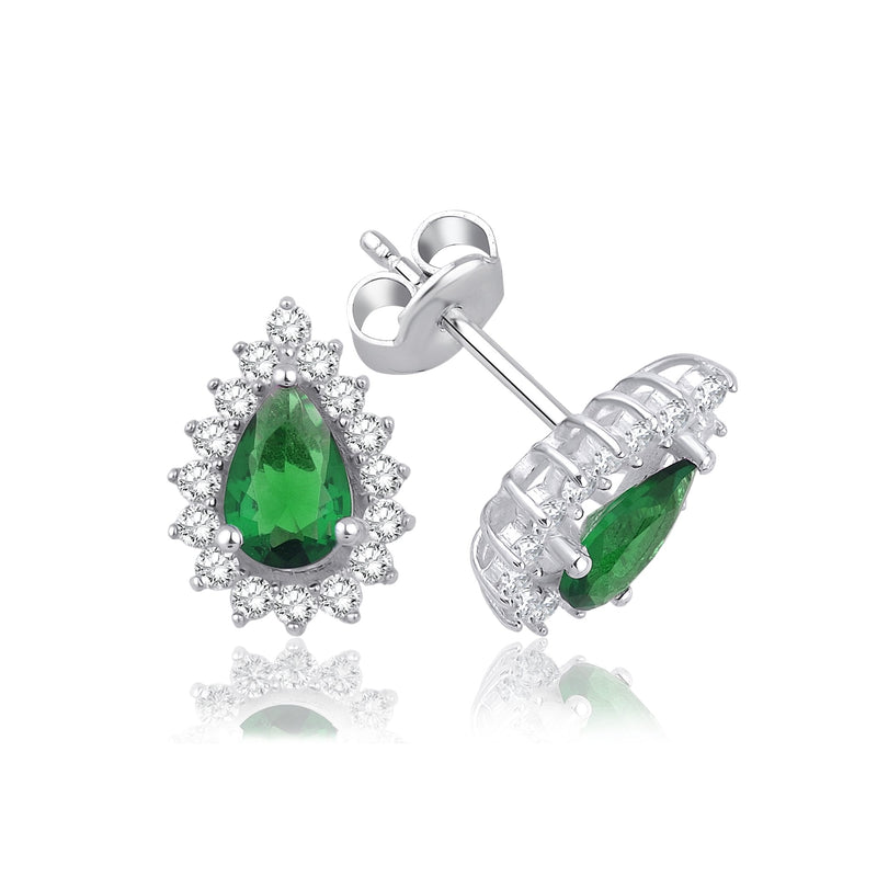 1.62 Carat Pear Emerald Diamond Earrings · White Gold
