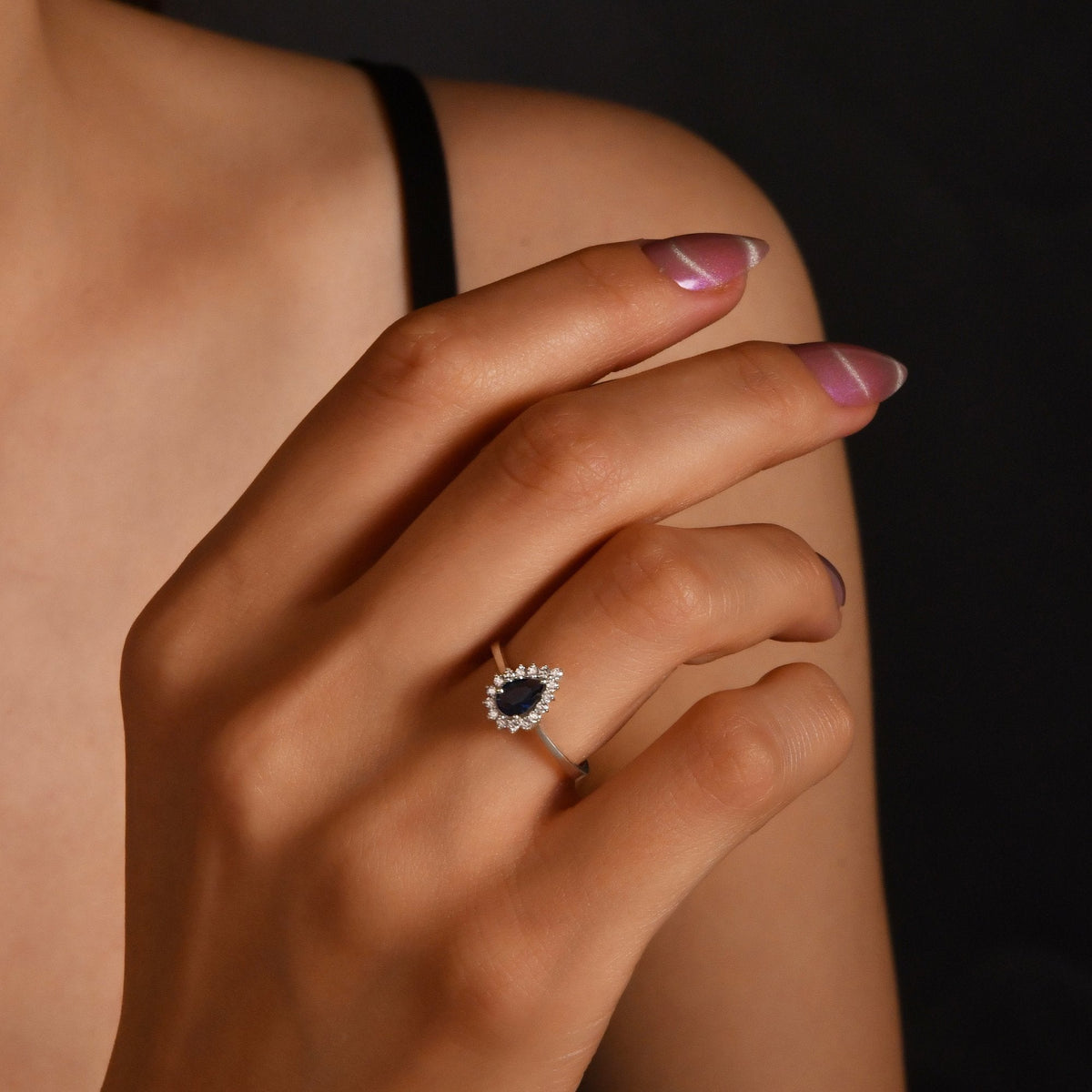 0.81 Carat Pear Ruby Diamond Ring