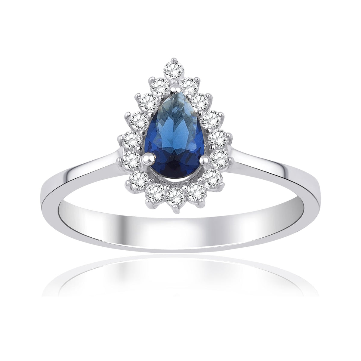 0.81 Carat Pear Sapphire Diamond Ring · White Gold