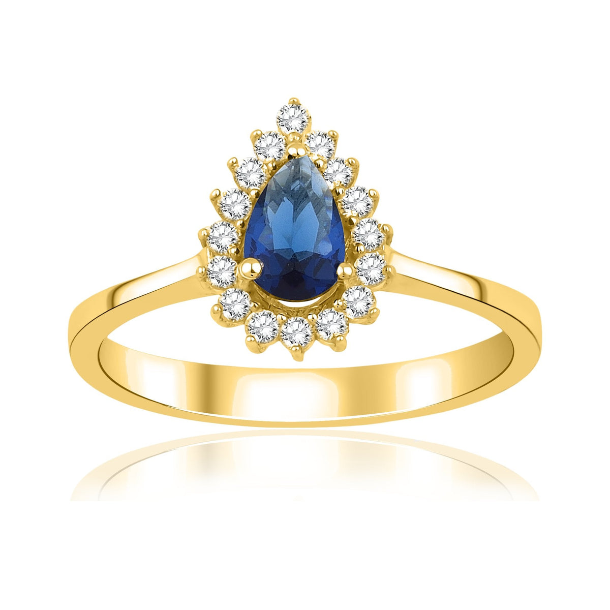 0.81 Carat Pear Sapphire Diamond Ring · Yellow Gold