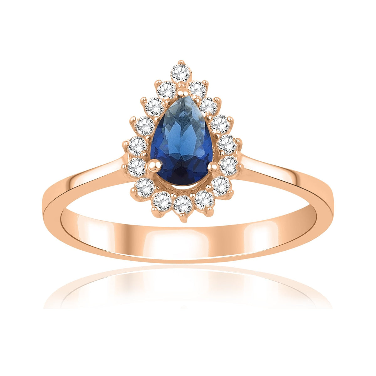 0.81 Carat Pear Sapphire Diamond Ring · Rose Gold