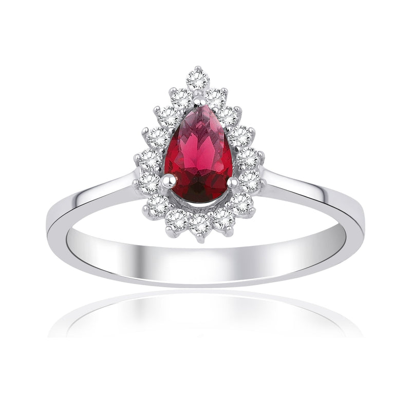 0.81 Carat Pear Ruby Diamond Ring · White Gold