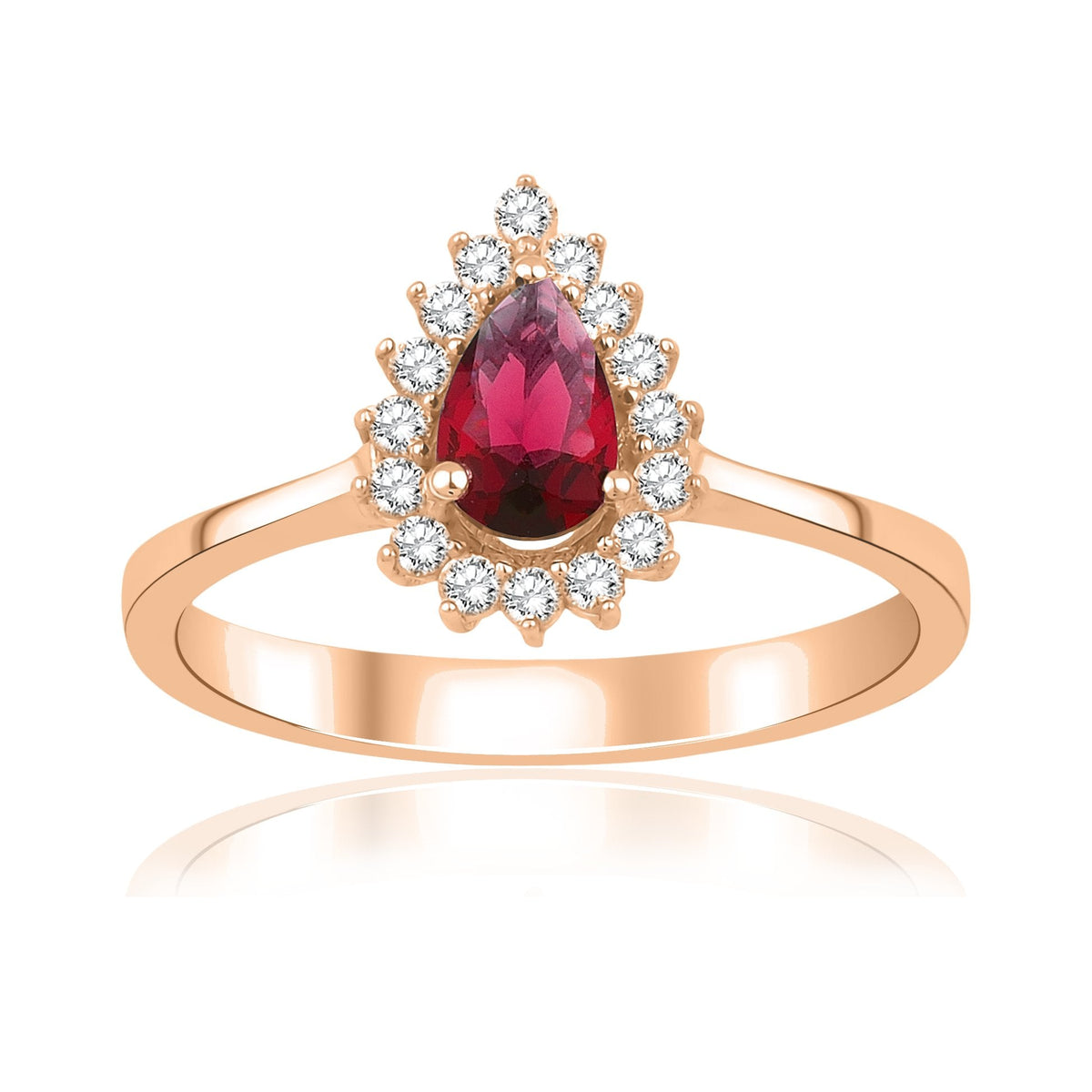 0.81 Carat Pear Ruby Diamond Ring · Rose Gold