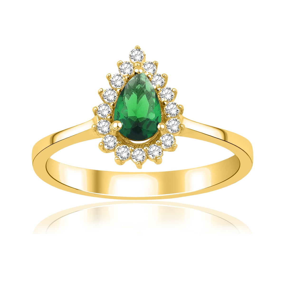 0.81 Carat Pear Emerald Diamond Ring · Yellow Gold