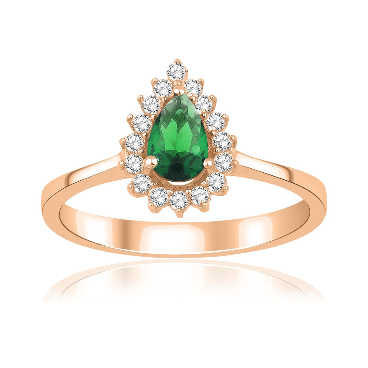 0.81 Carat Pear Emerald Diamond Ring · Rose Gold