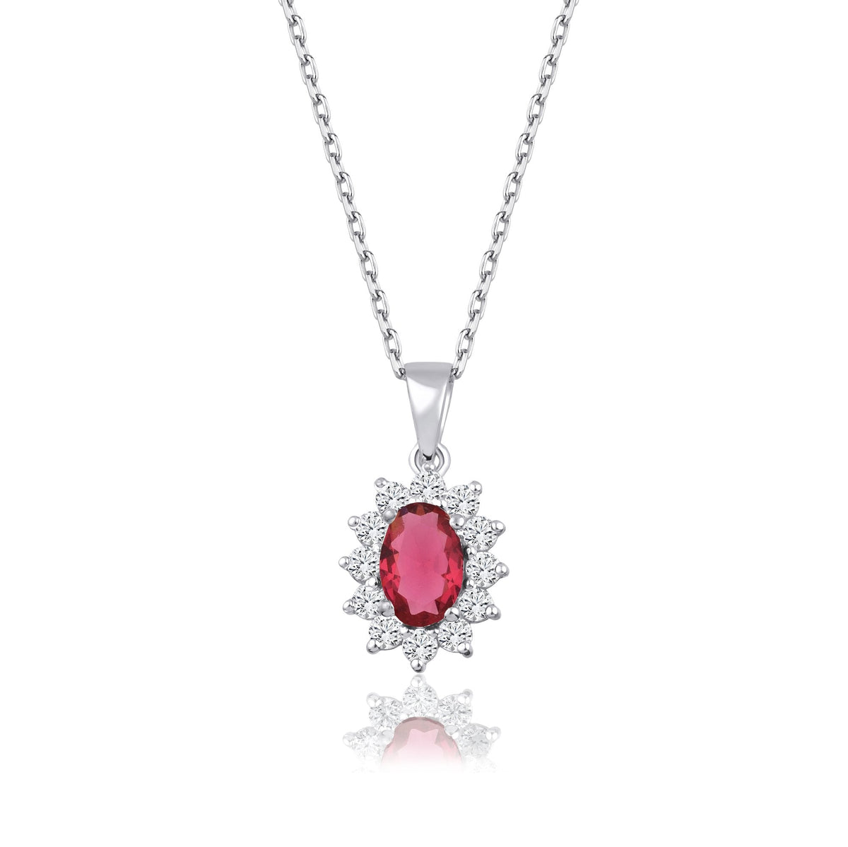 1.04 Carat Oval Ruby Diamond Necklace · White Gold