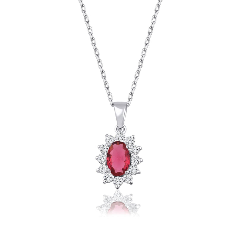 1.04 Carat Oval Ruby Diamond Necklace · White Gold