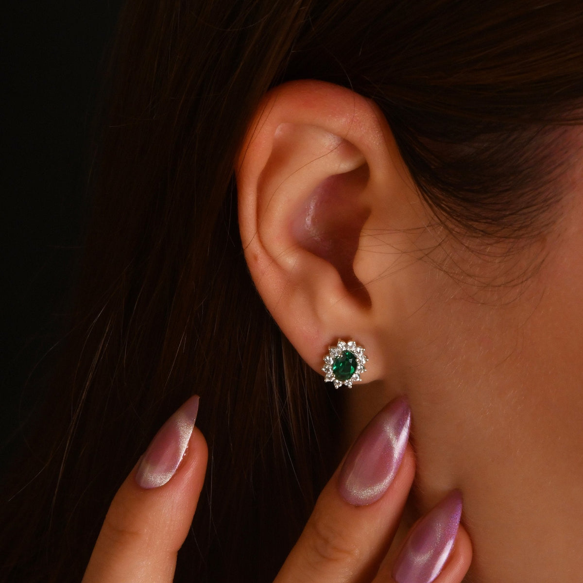 2.08 Carat Oval Sapphire Diamond Earrings