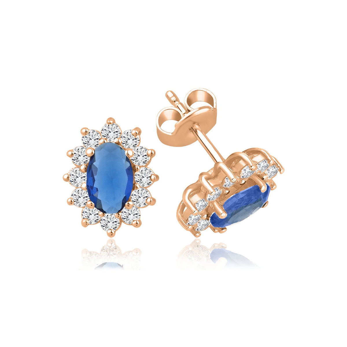 2.08 Carat Oval Sapphire Diamond Earrings · Rose Gold