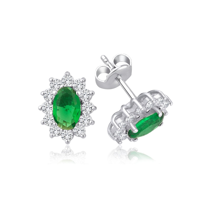 2.08 Carat Oval Emerald Diamond Earrings · White Gold